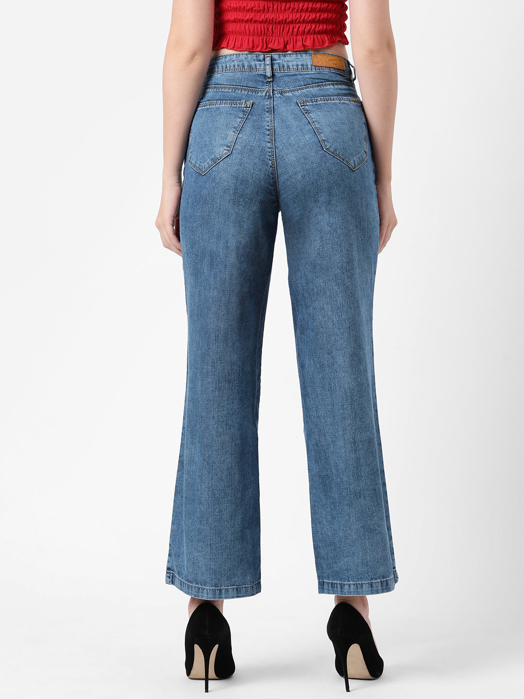 Women Blue High-Rise Wide Leg Jeans