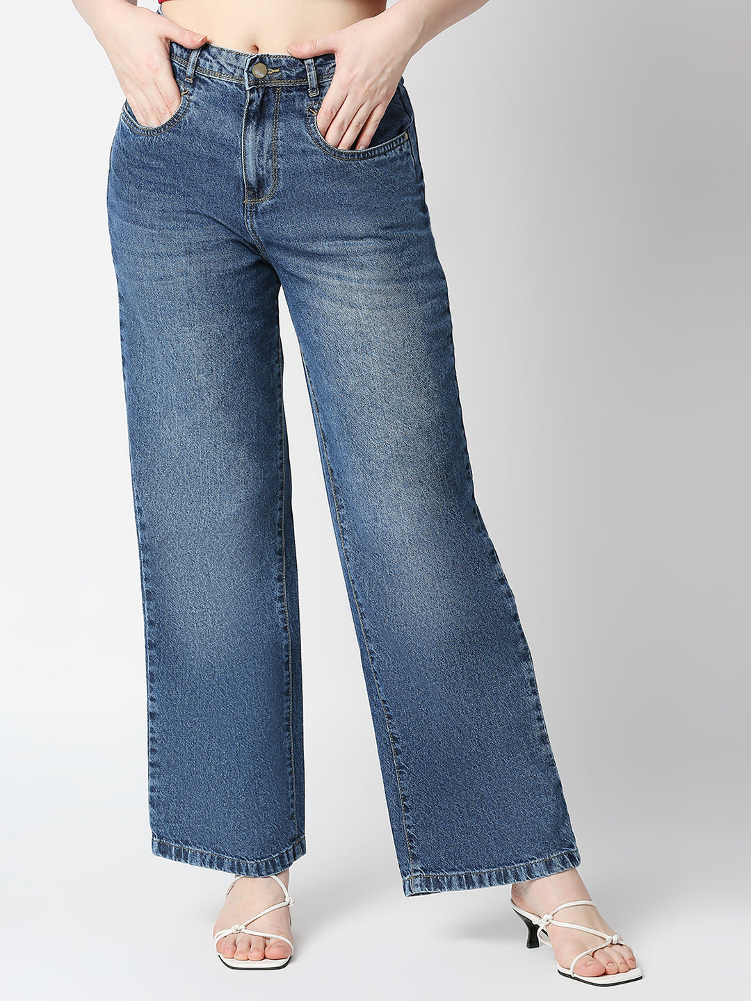 K5031 High-Rise Wide Leg Jeans - Blue