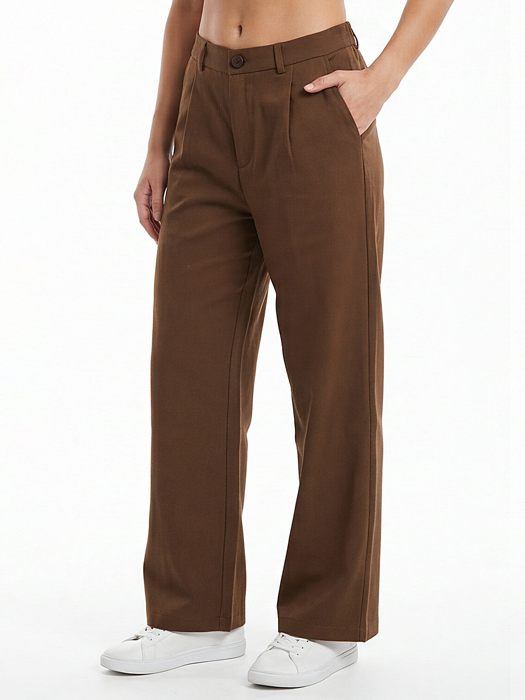 Women Sepia Wide Leg Korean Pants