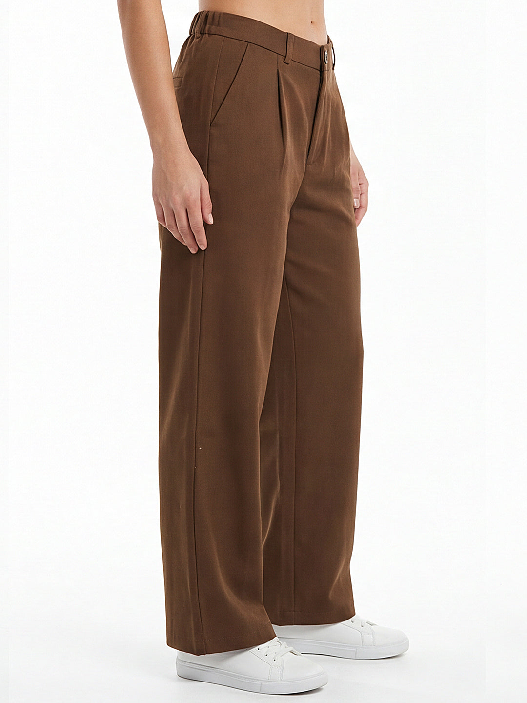 Women Sepia Wide Leg Korean Pants