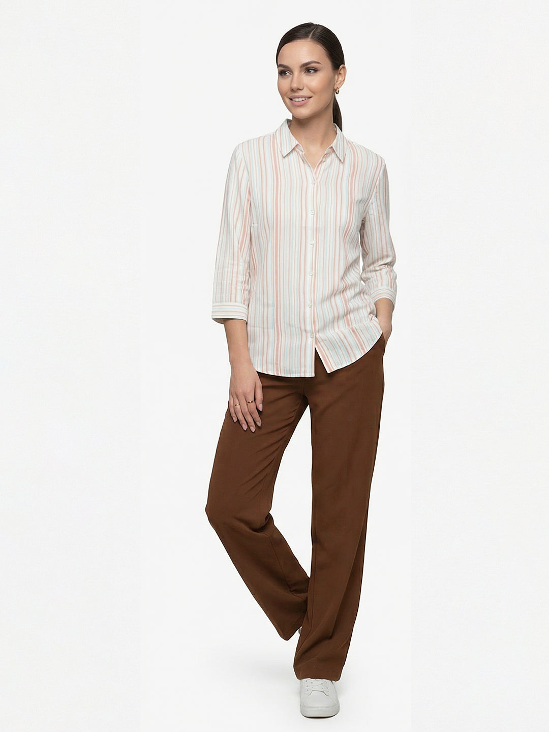 Women Sepia Wide Leg Korean Pants