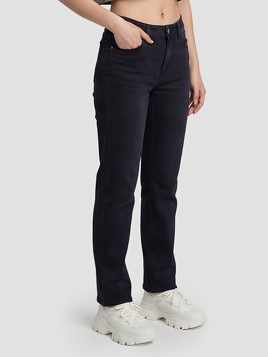 Women Indigo High-Rise Slim Straight Fit Jeans