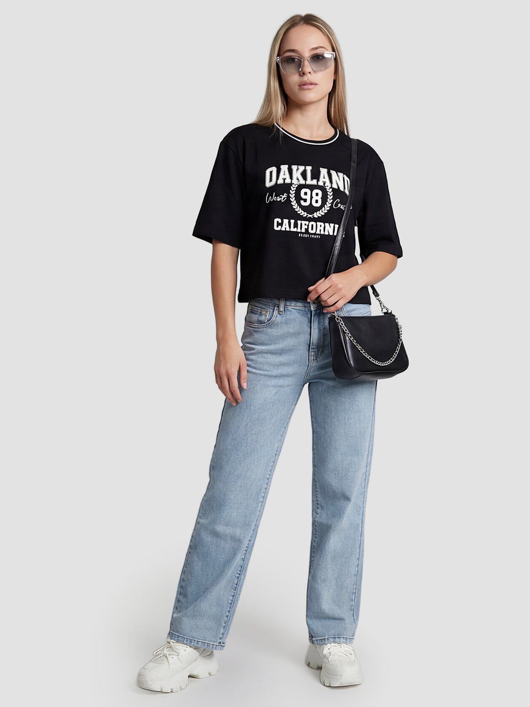 Women Light Blue High-Rise Baggy Jeans