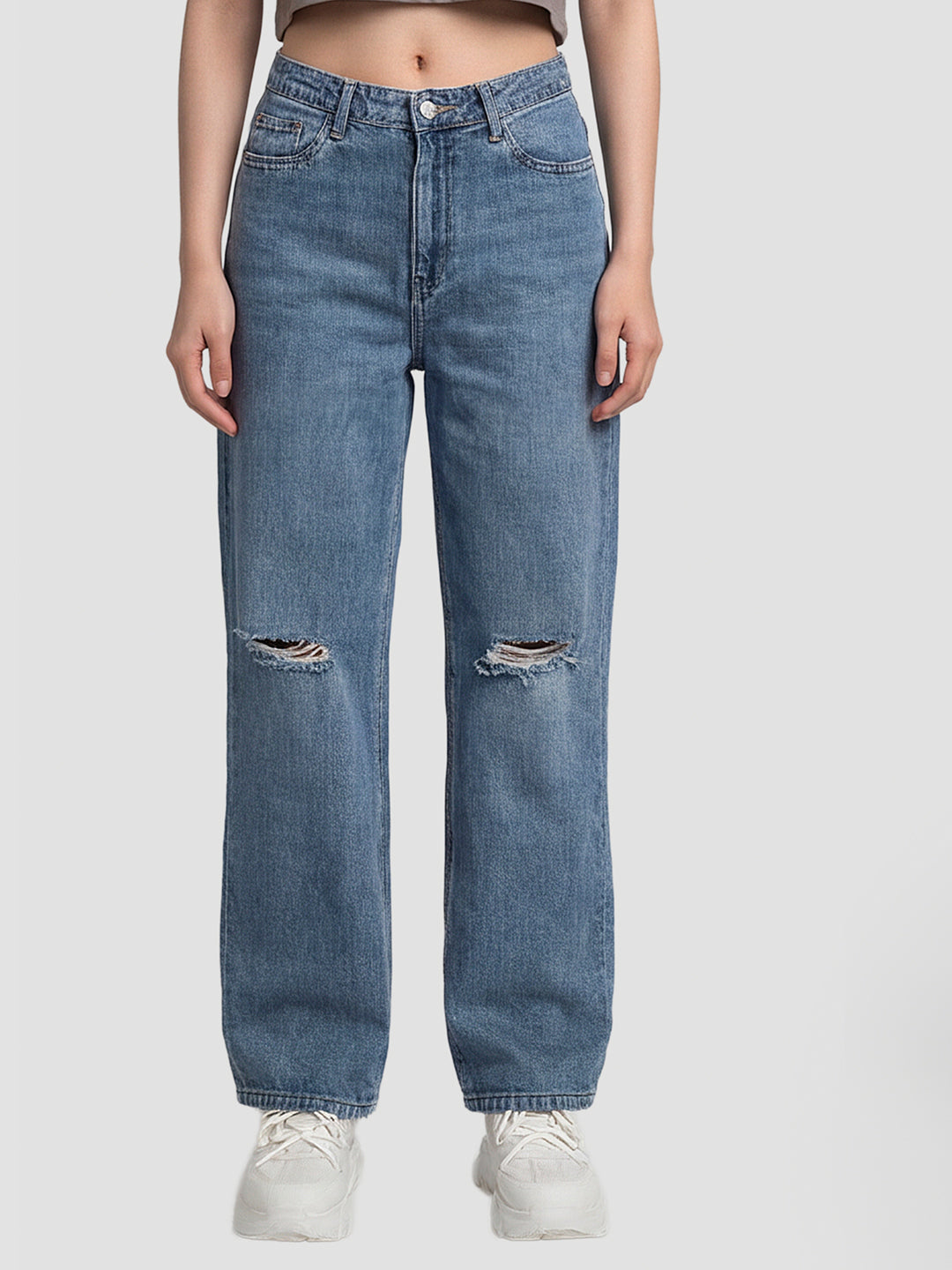 Women Blue High-Rise Wide Leg Jeans