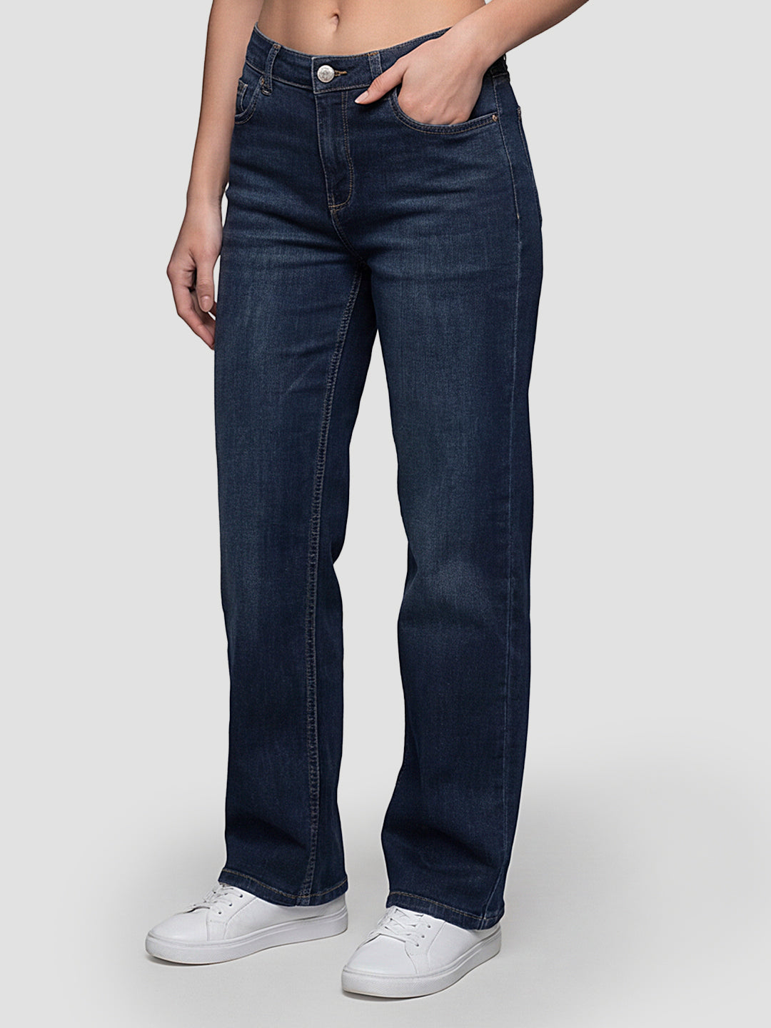 Women Blue High-Rise Wide Leg Jeans