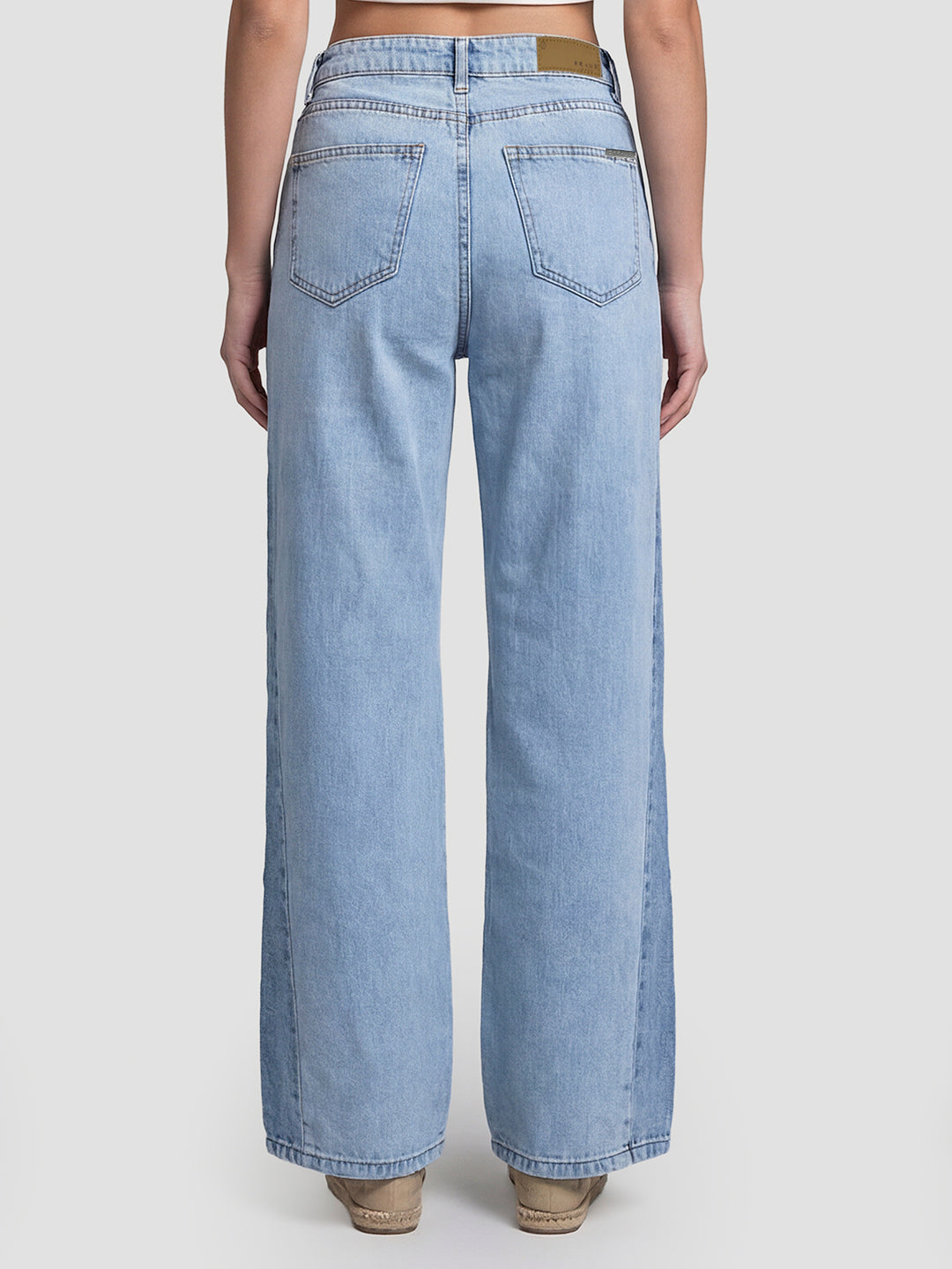 Women Light Blue High-Rise Super Wide Leg Jeans