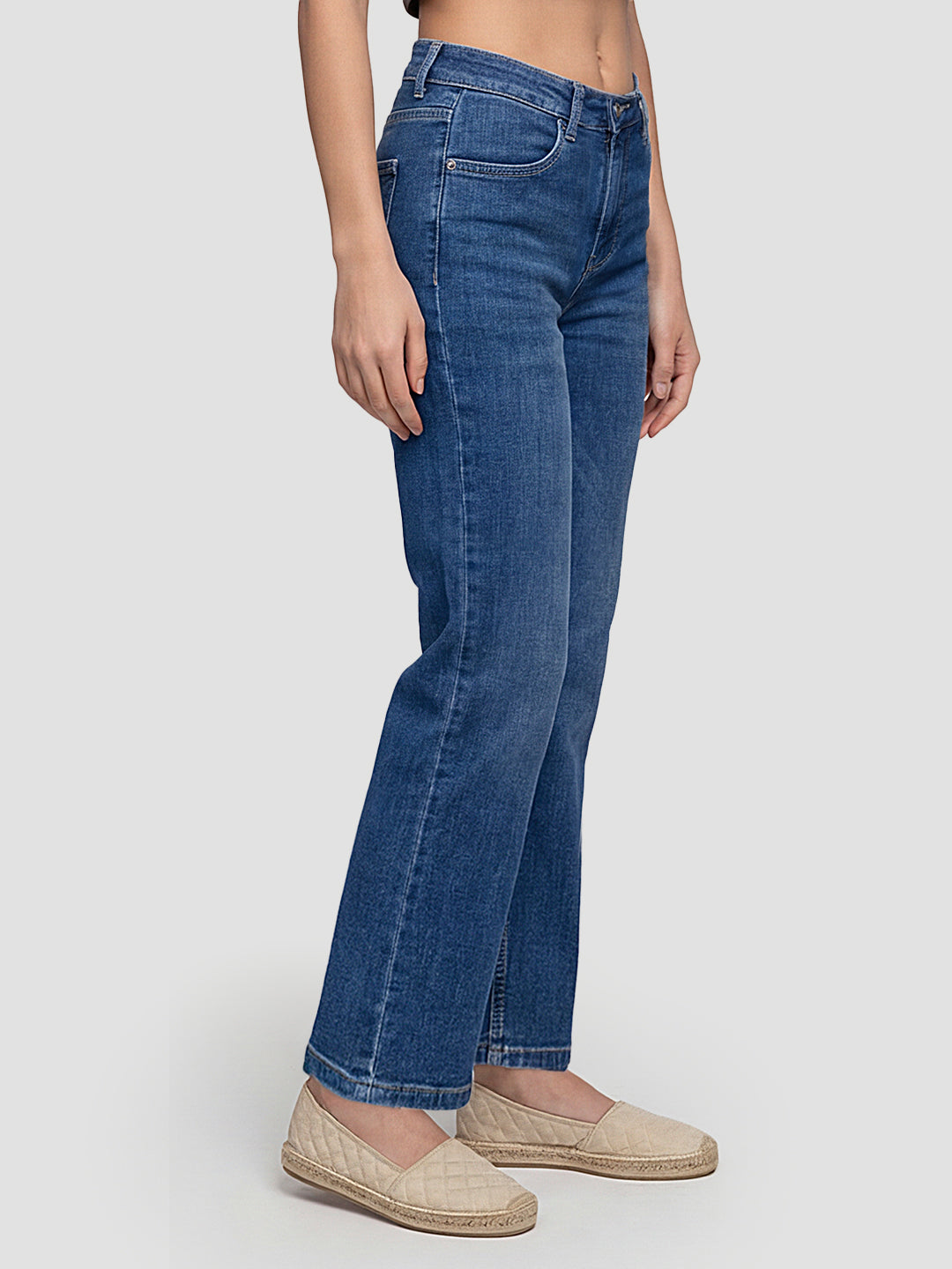 Women Dark Blue High-Rise Wide Leg Jeans