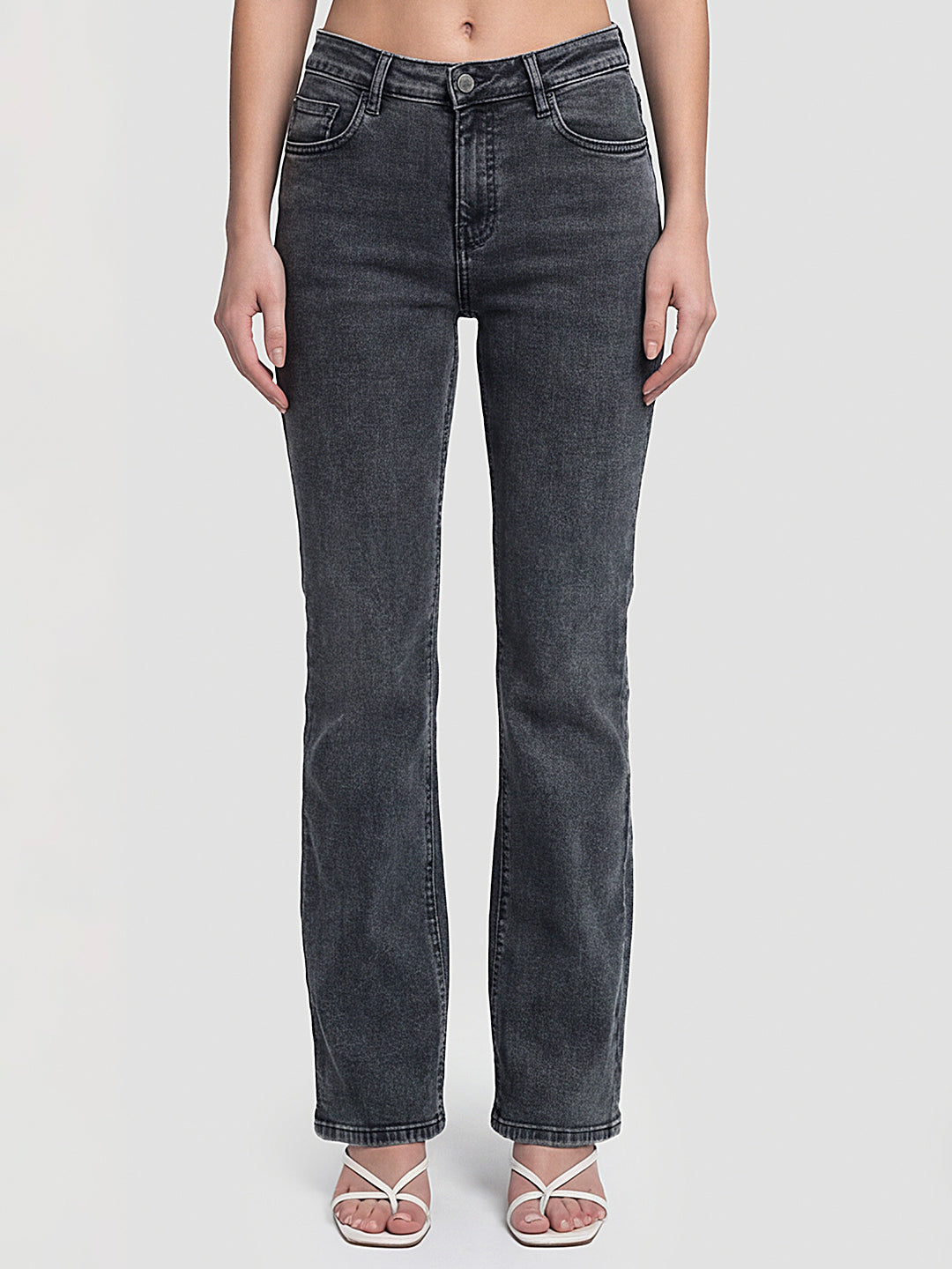 Women Slate Blue High-Rise Flare Jeans
