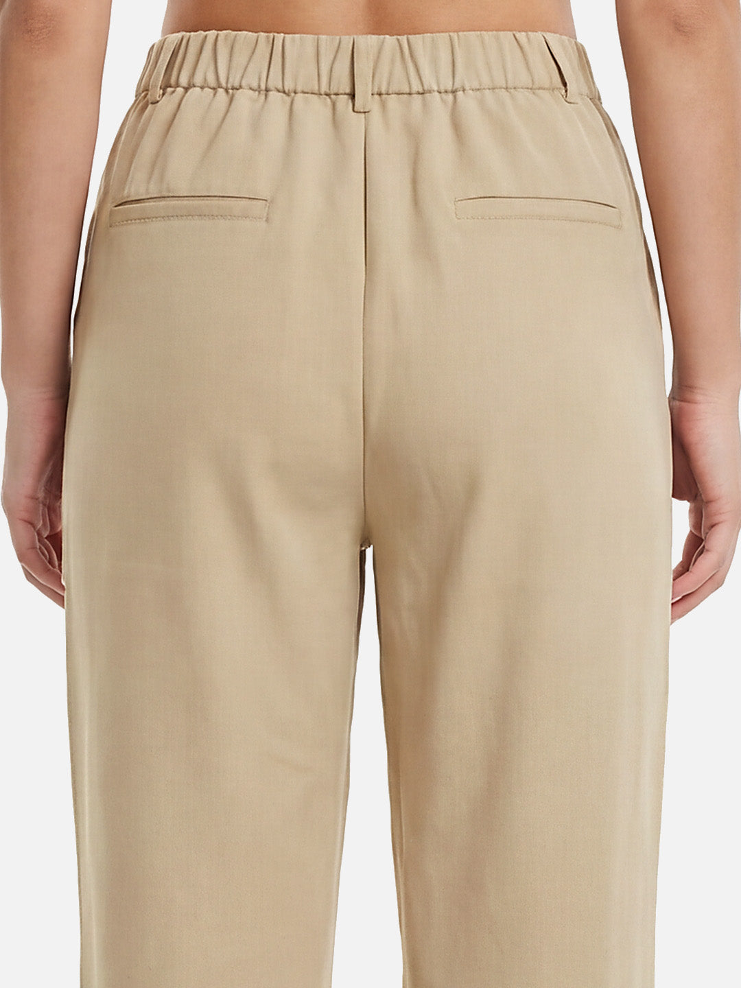 Women Beige Straight Korean Pants