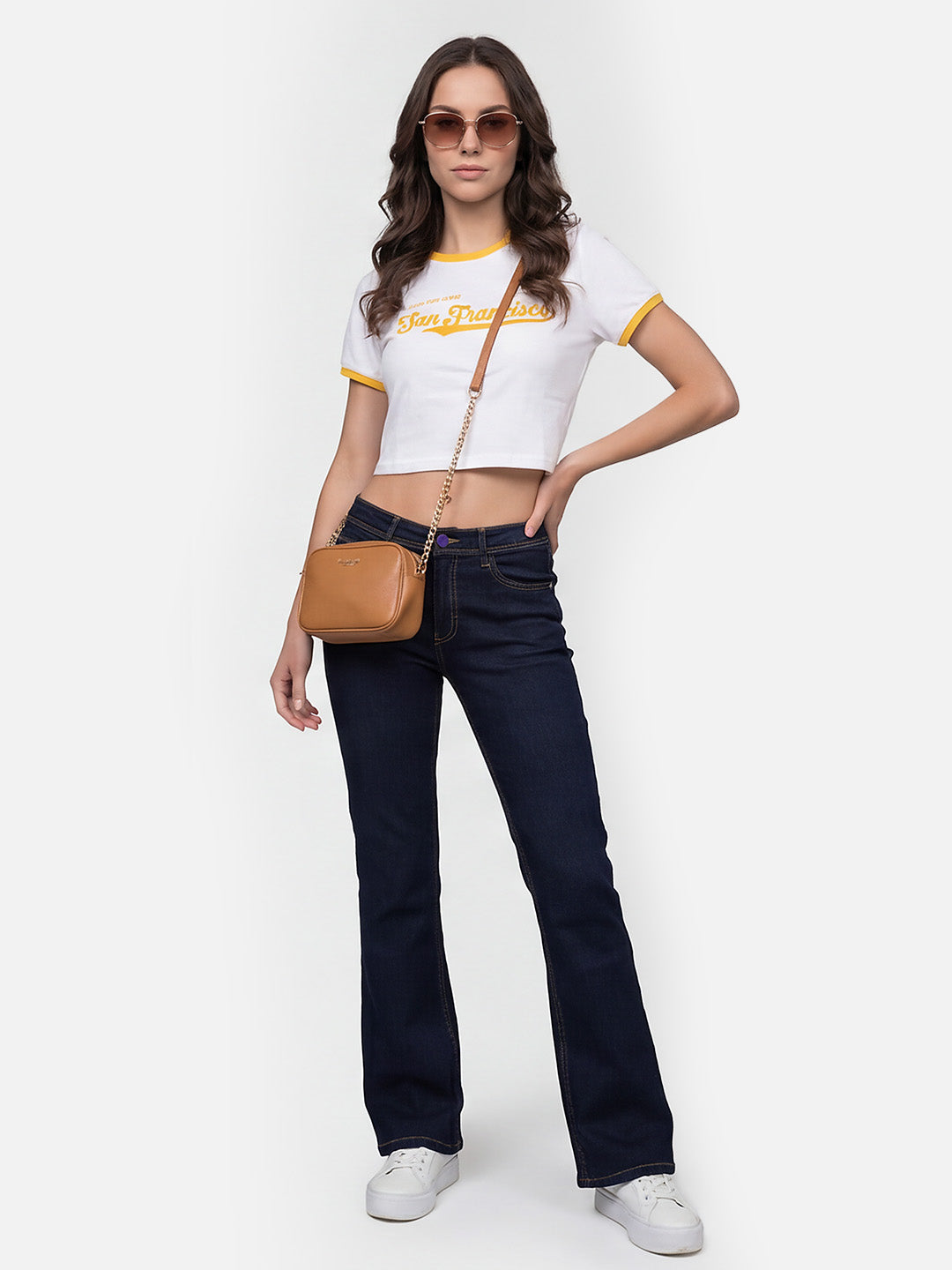 Women Dark Blue High-Rise Flare Jeans