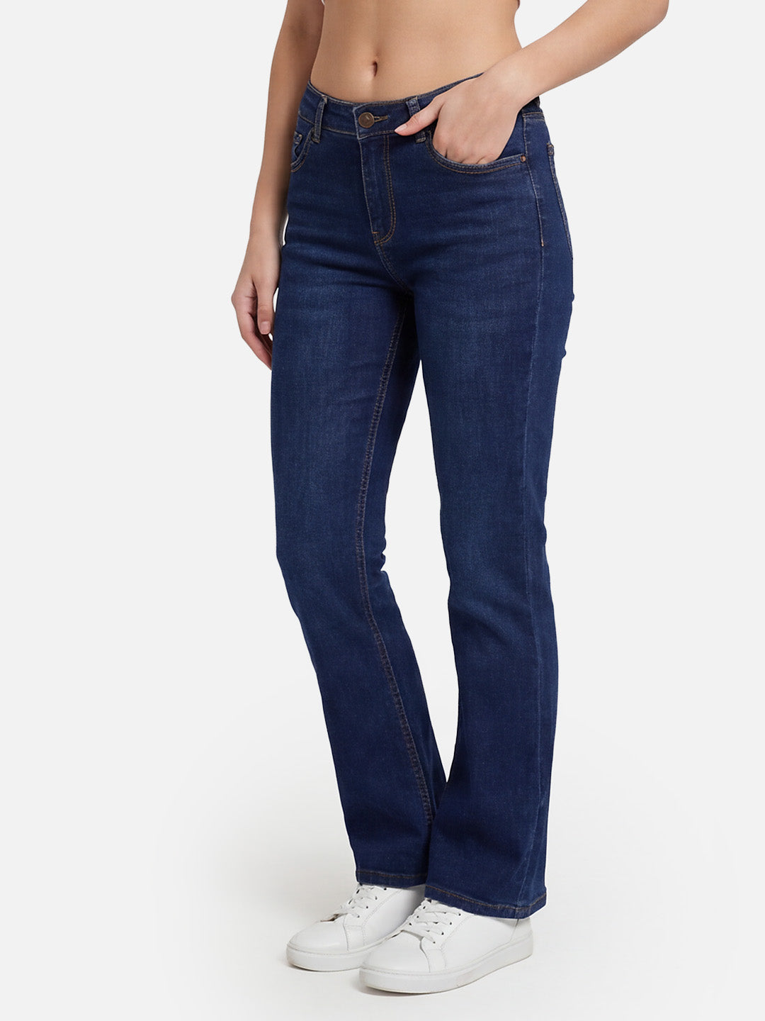 Women Blue High-Rise Mini Flare Jeans