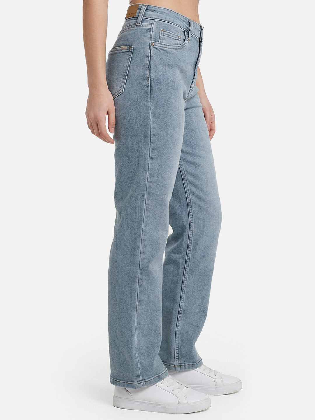 Women Light Blue High-Rise Straight Jeans
