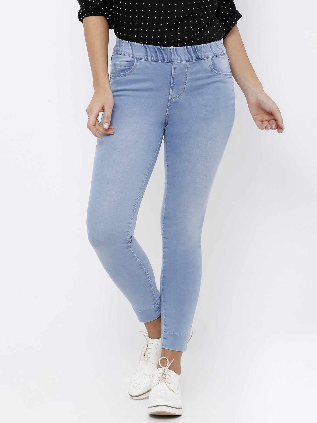 Women Light Blue Skinny Denim Leggings