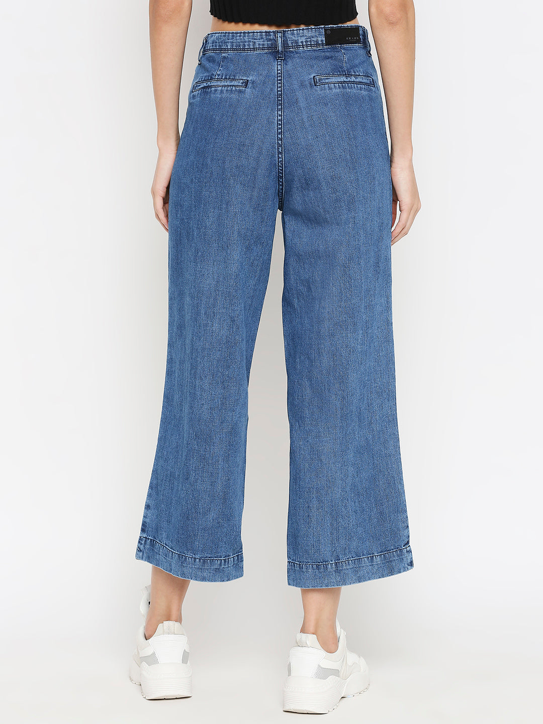 Women Blue High-Rise Wide Leg Jeans