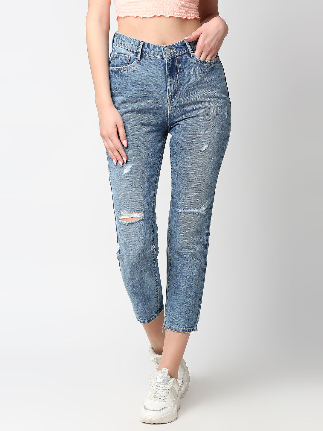 Women Light Blue High-Rise Super Straight Fit Jeans