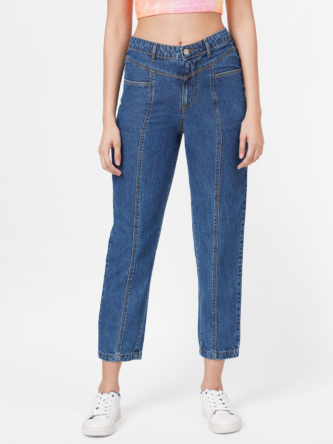 Women Blue High-Rise Baggy Jeans