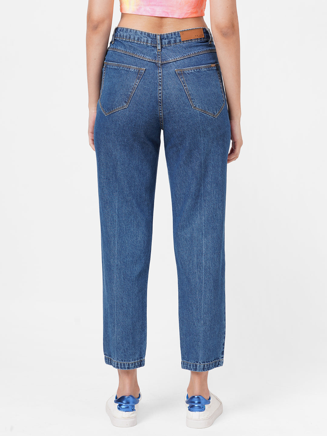 Women Blue High-Rise Baggy Jeans