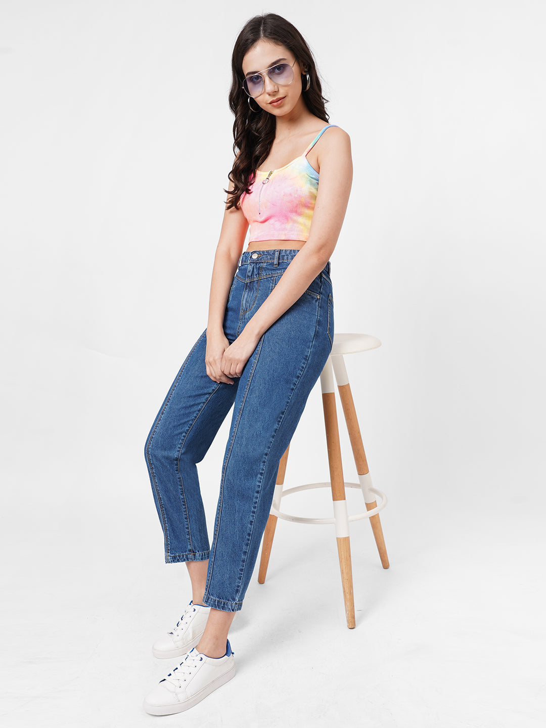 Women Blue High-Rise Baggy Jeans