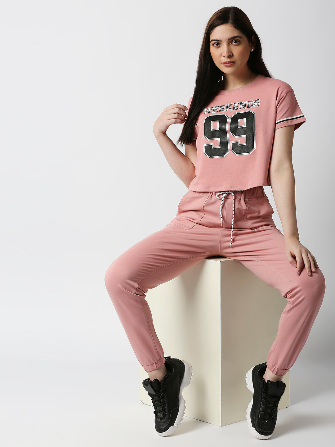 Women Blush Pink Athleisure Joggers
