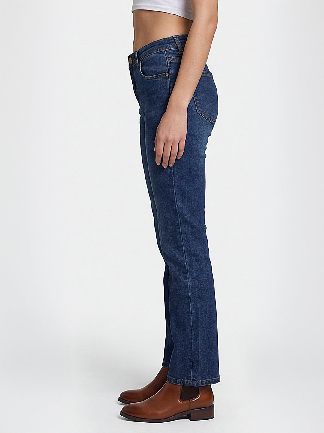 Women Blue High-Rise Crop Flare Jeans