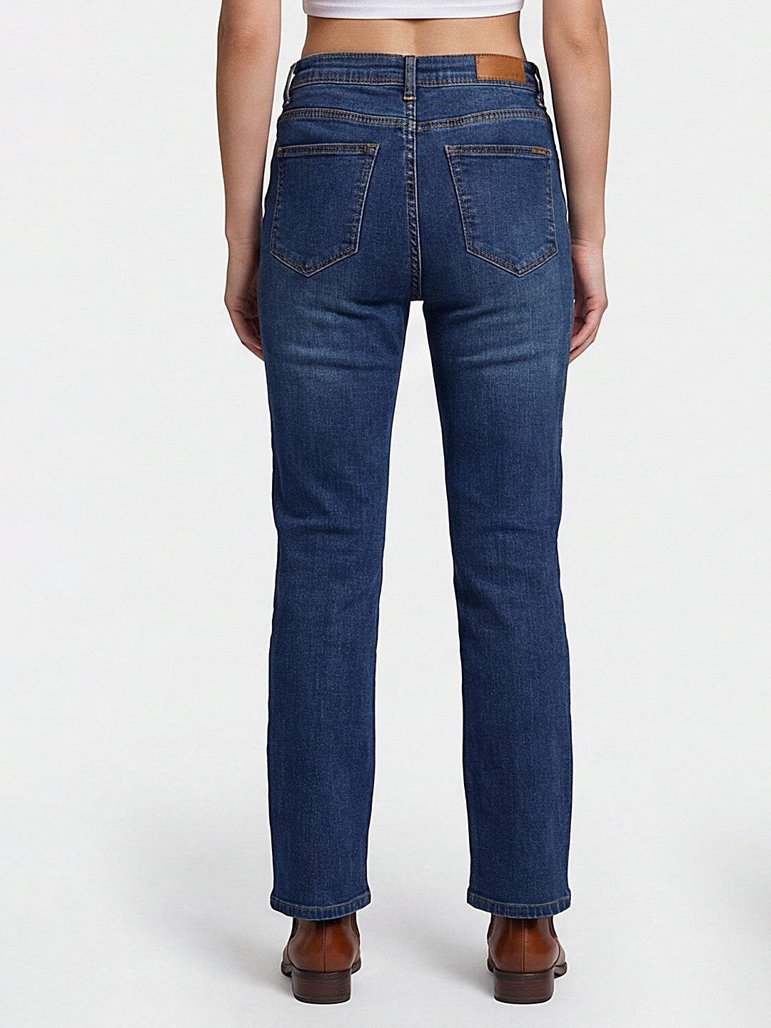 Women Blue High-Rise Crop Flare Jeans