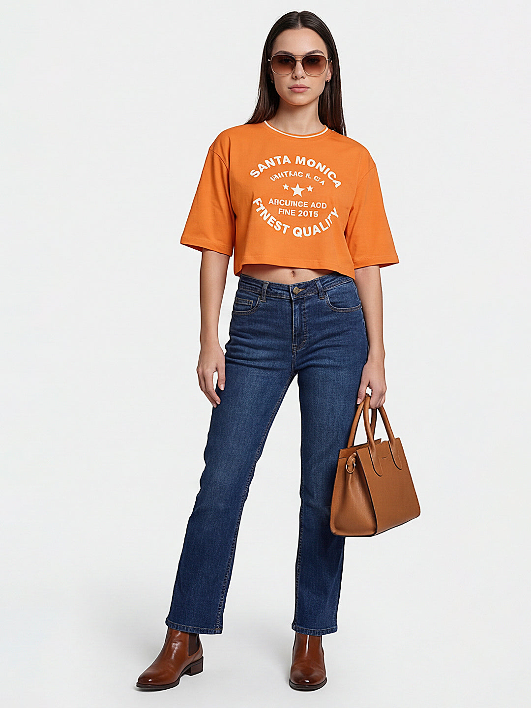 Women Blue High-Rise Crop Flare Jeans