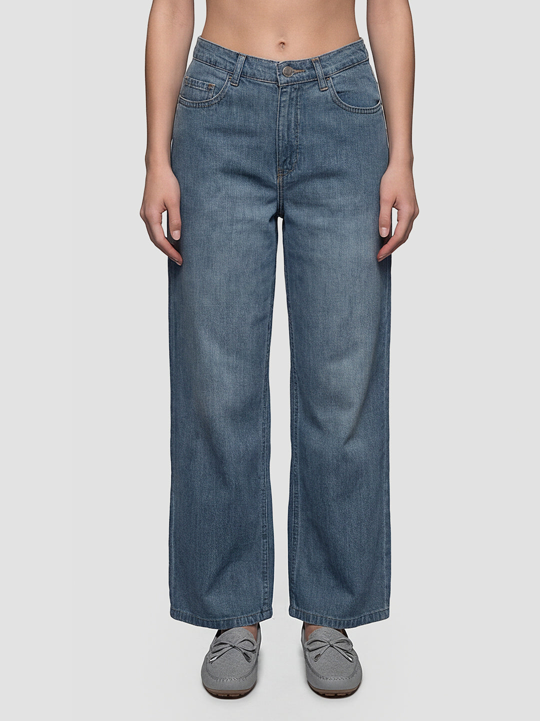 Women Blue High-Rise Wide Leg Jeans