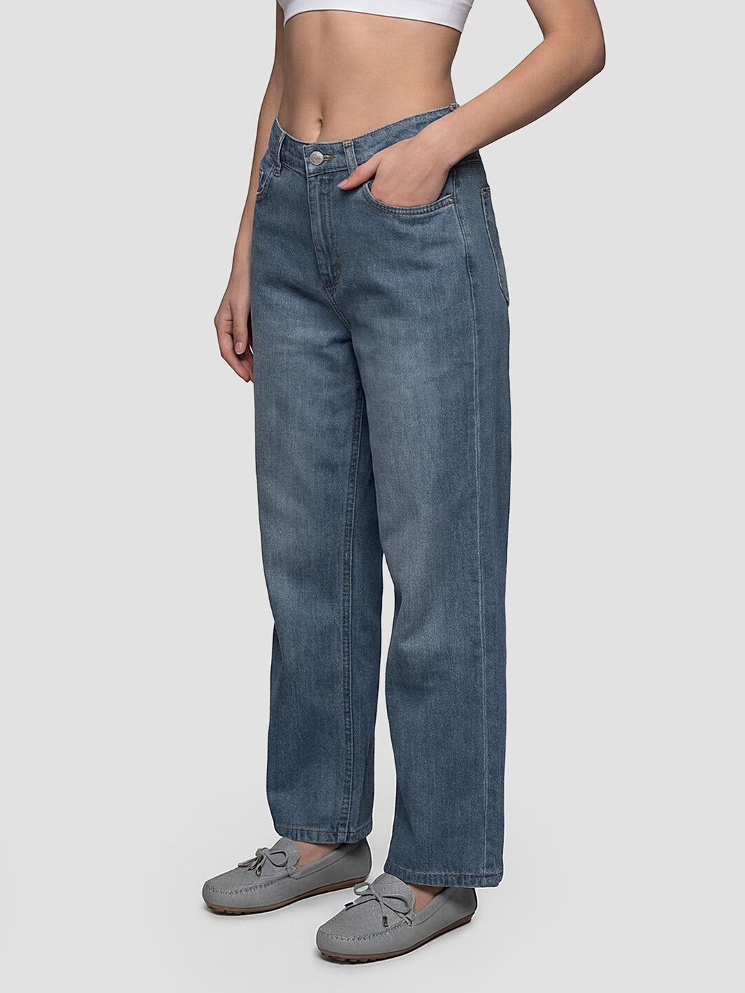 Women Blue High-Rise Wide Leg Jeans