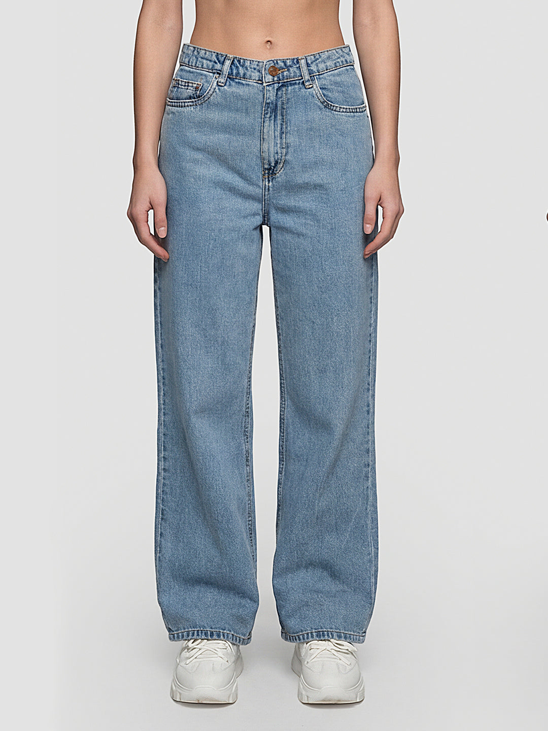 Women Blue High-Rise Super Wide Leg Jeans