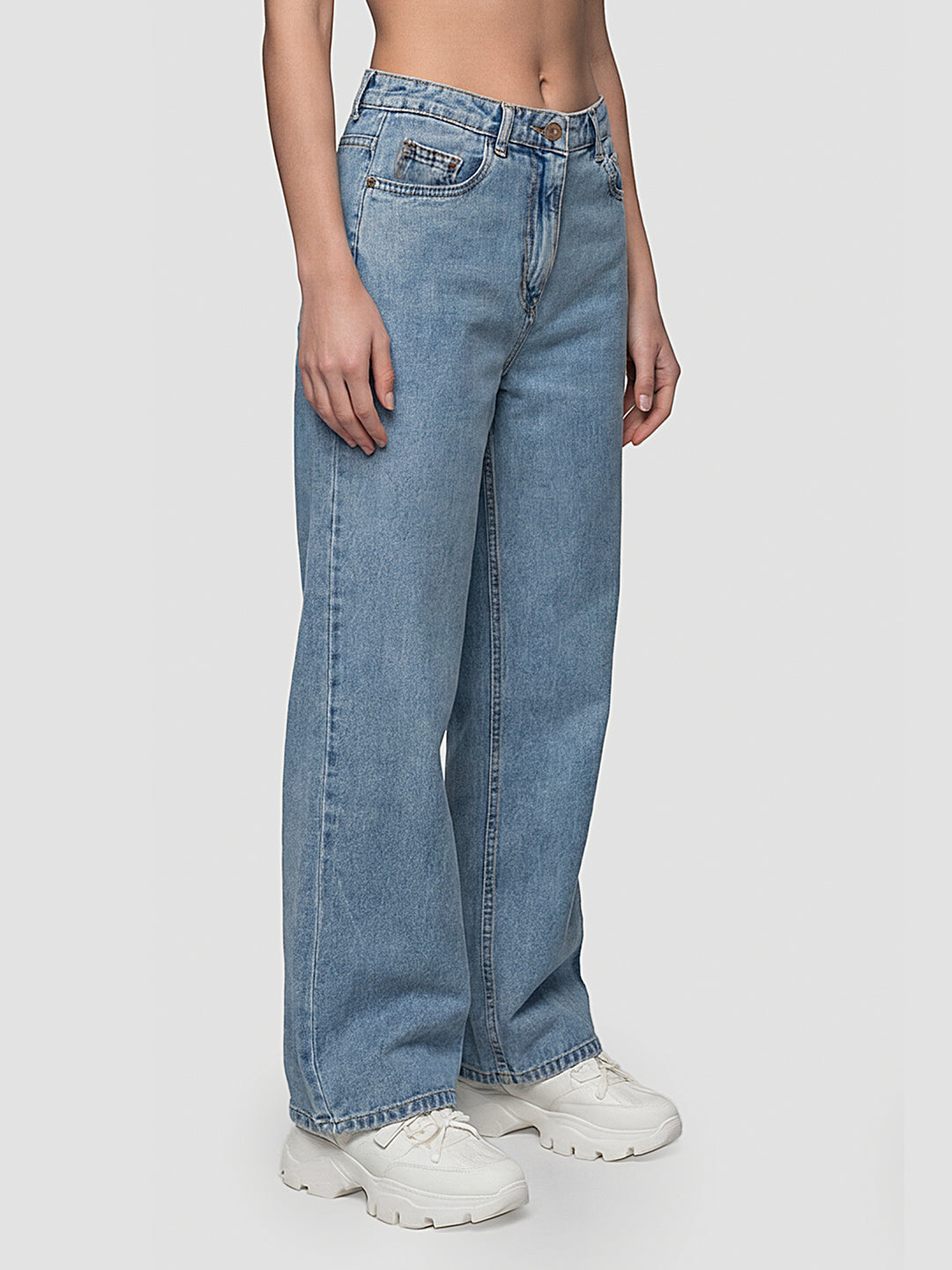 Women Blue High-Rise Super Wide Leg Jeans