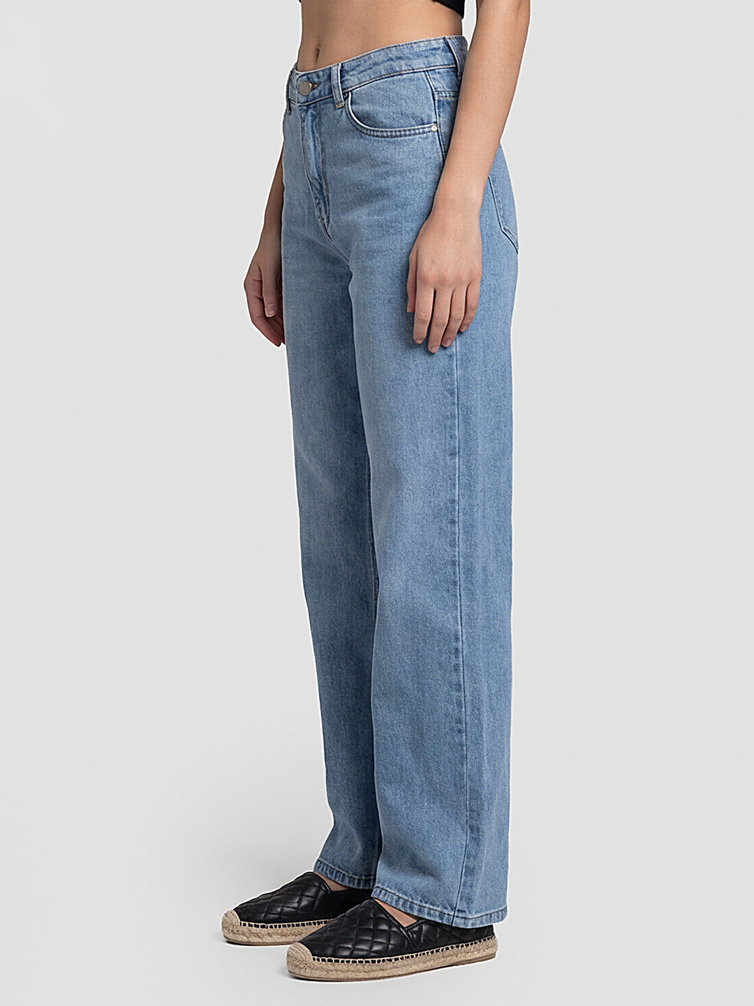 Women Blue High-Rise Super Wide Leg Jeans