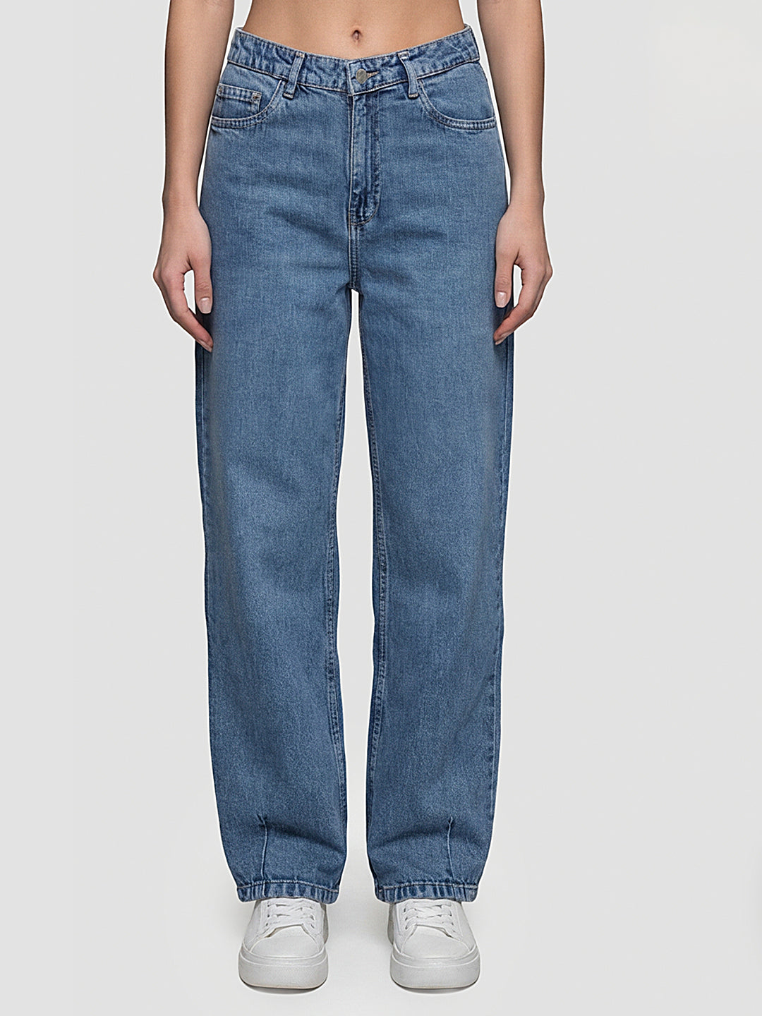Women Blue High-Rise Baggy Barrel Jeans
