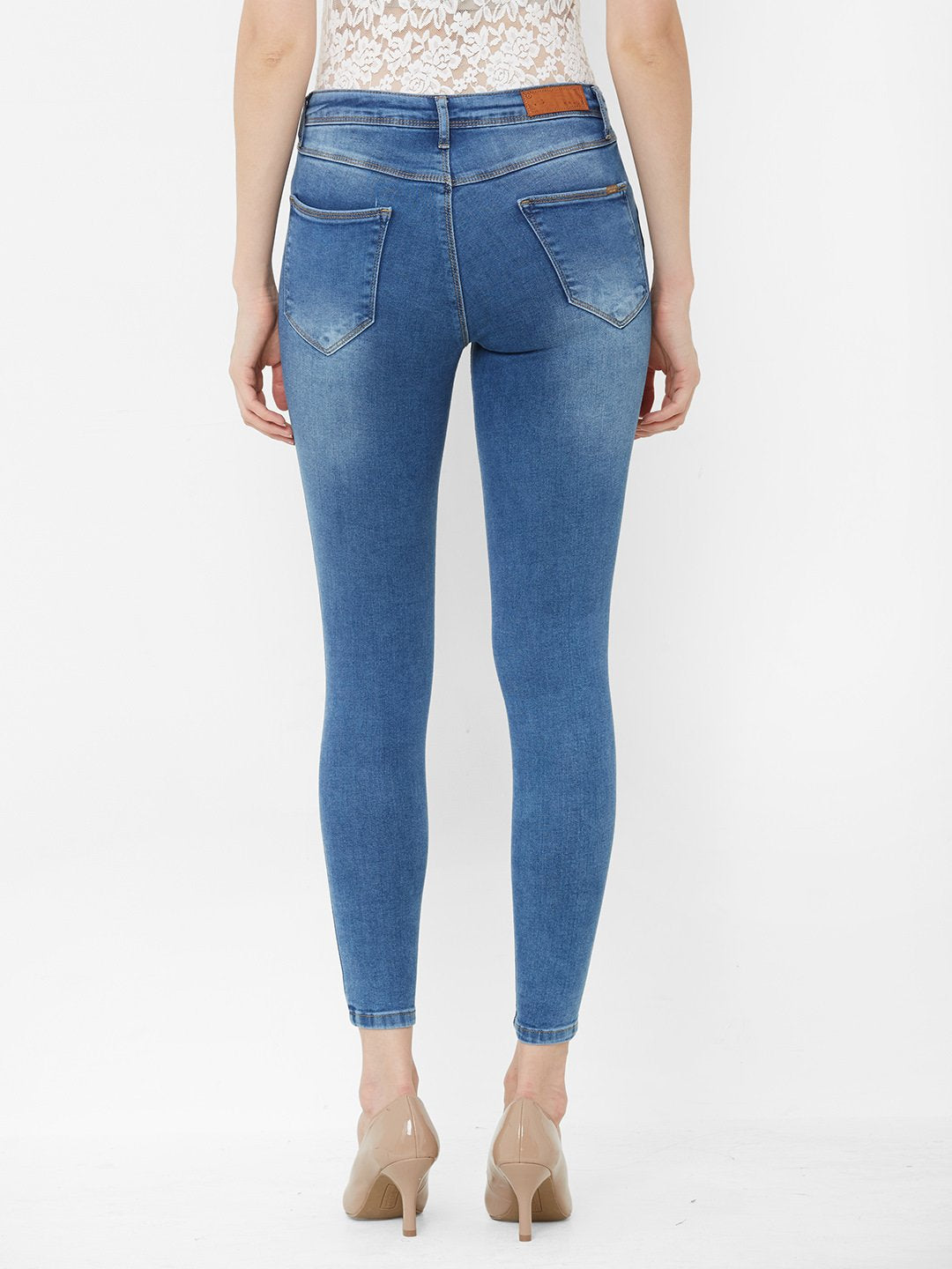 Women Blue High-Rise Crop Length Skinny Jeans
