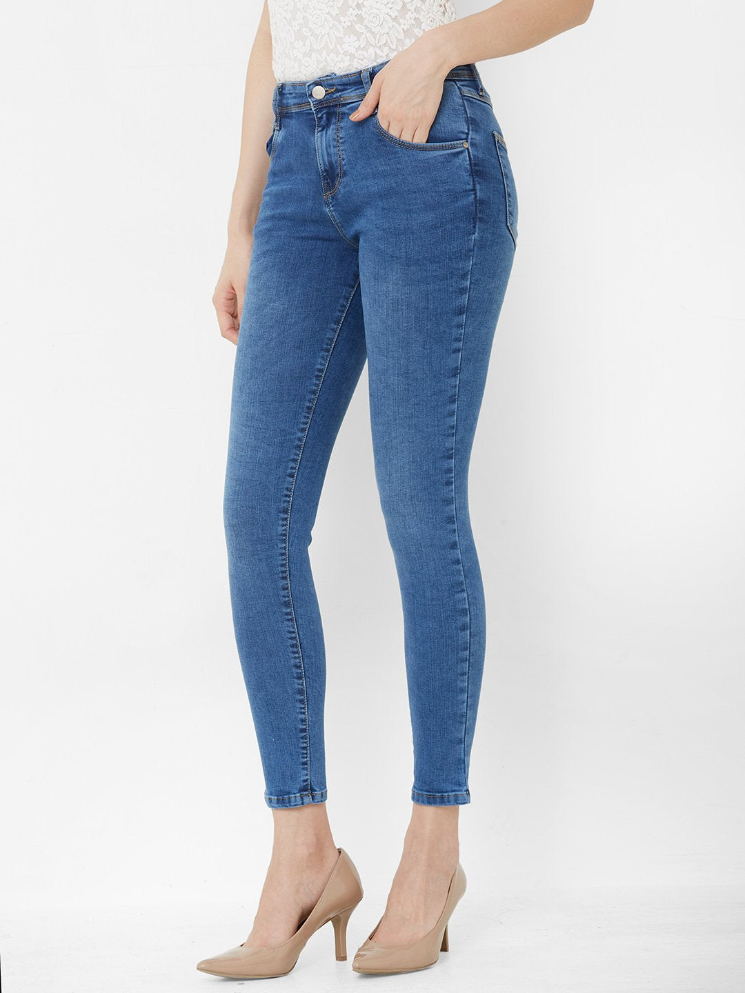 Women Blue High-Rise Crop Length Skinny Jeans