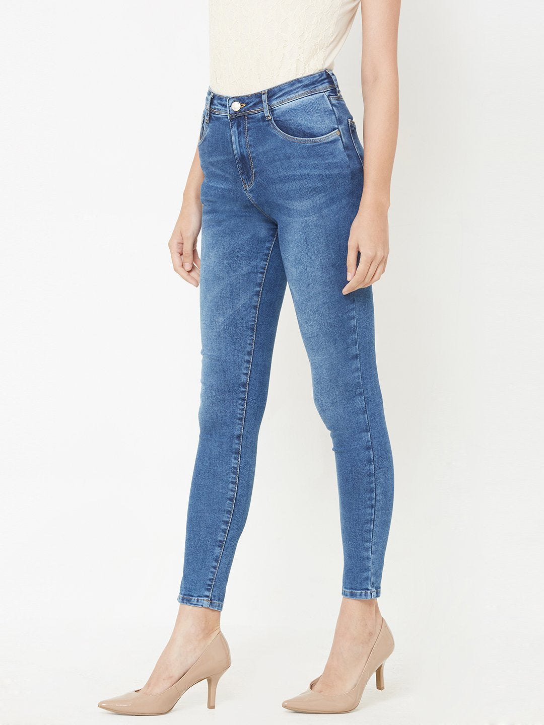 Women Blue High-Rise Skinny Jeans