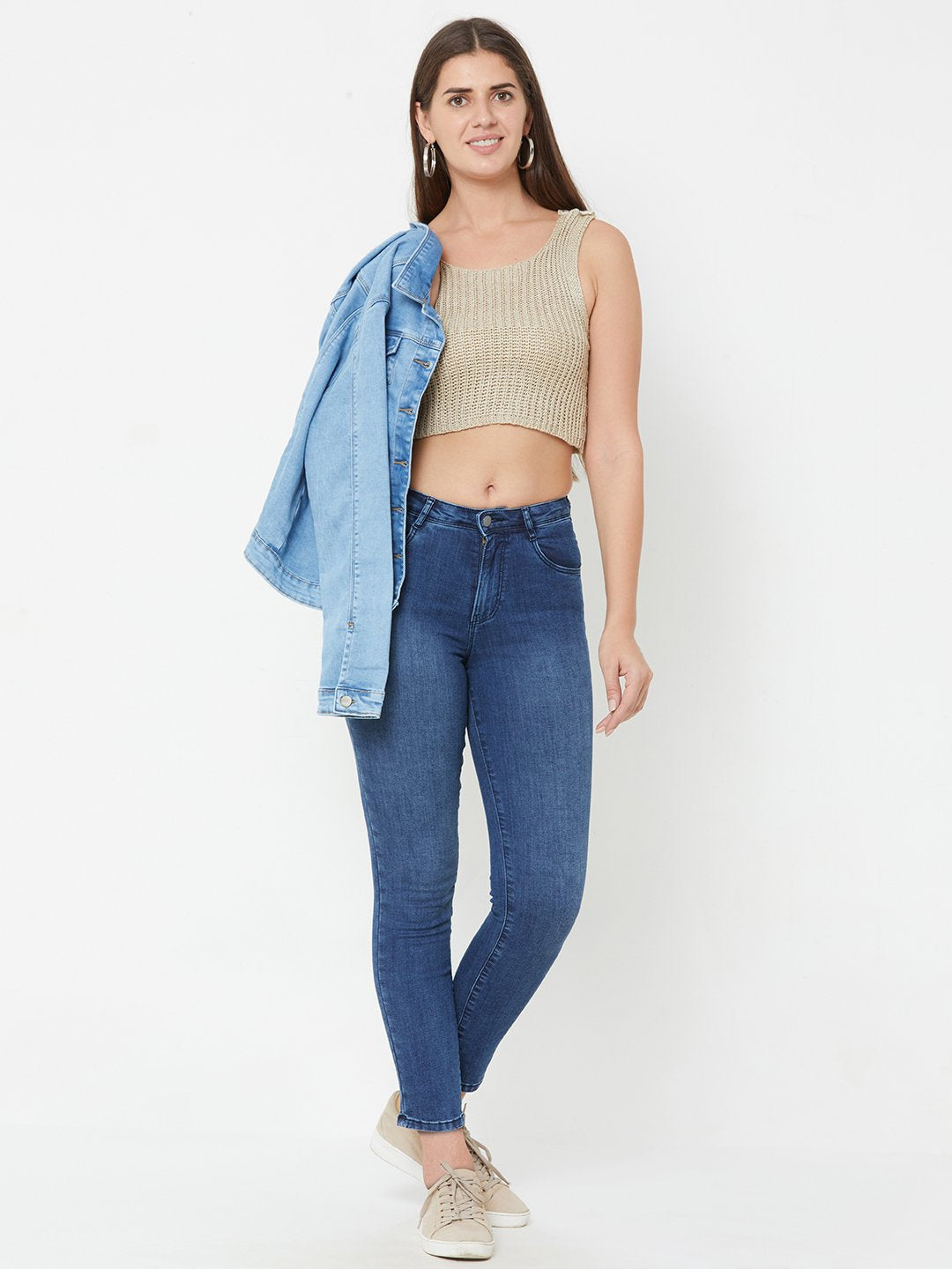 Women Blue High-Rise Super Straight Fit Jeans