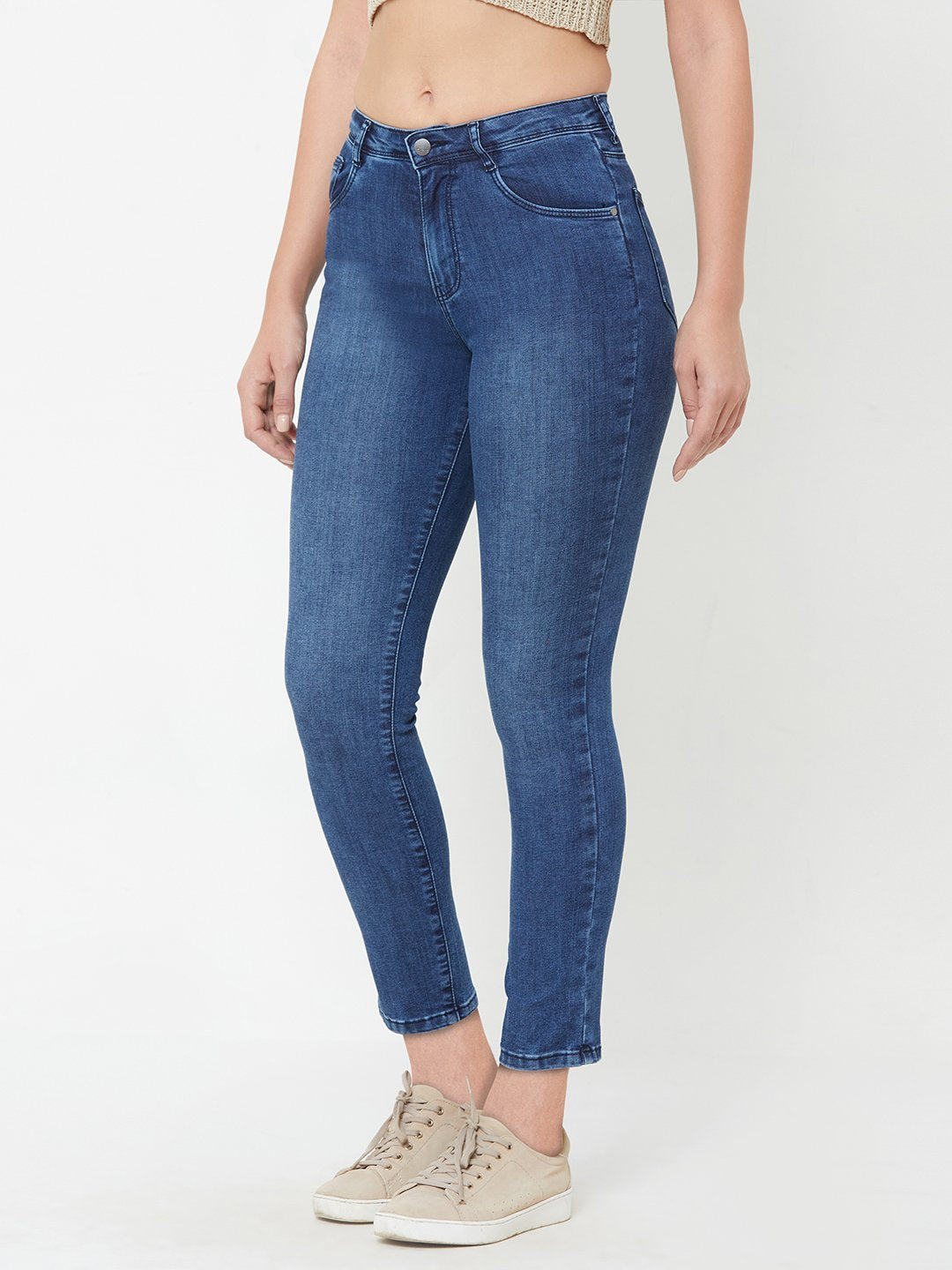Women Blue High-Rise Super Straight Fit Jeans