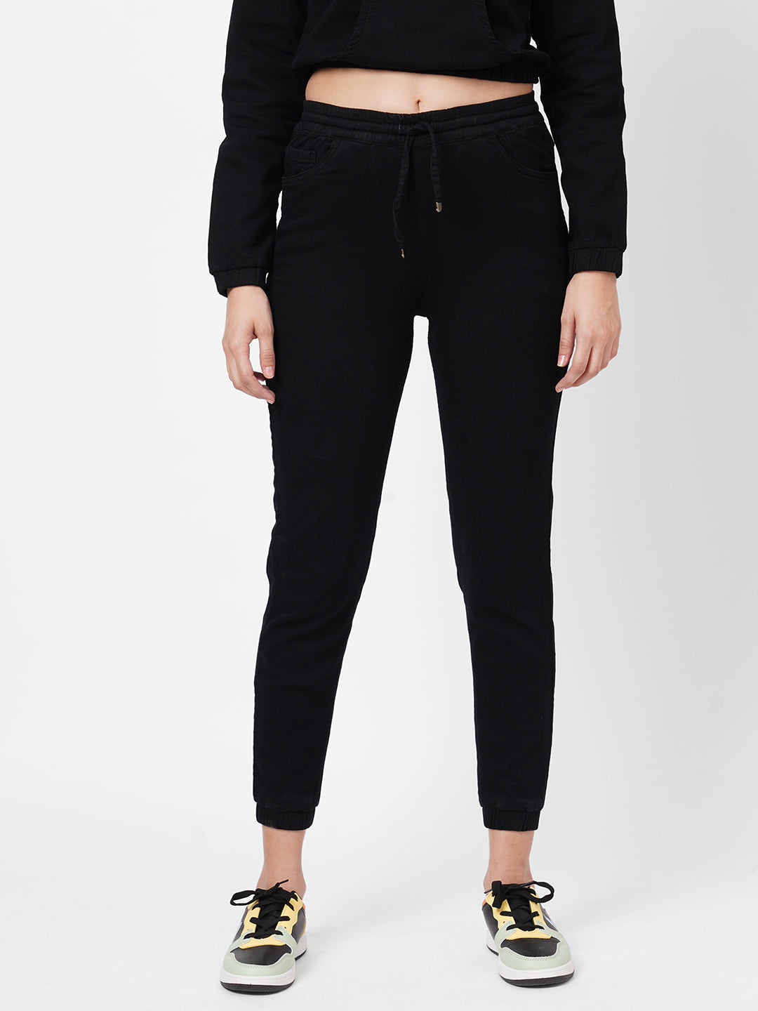 Women High-Rise Denim Joggers