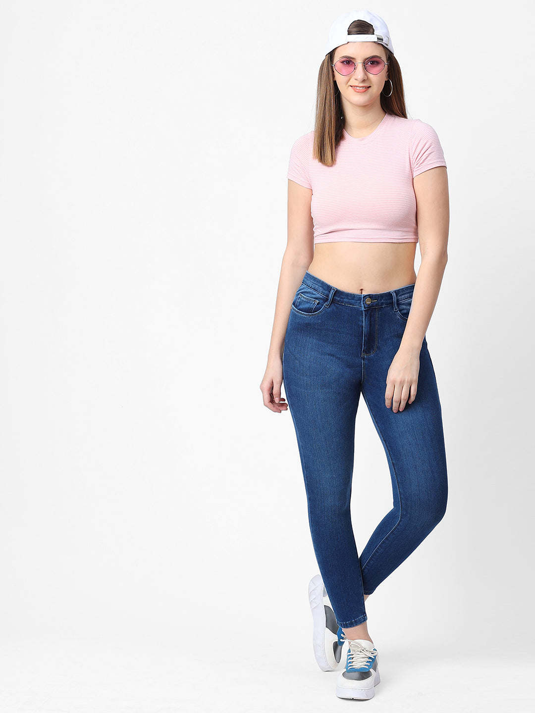 Women Light Blue High-Rise Skinny Jeans