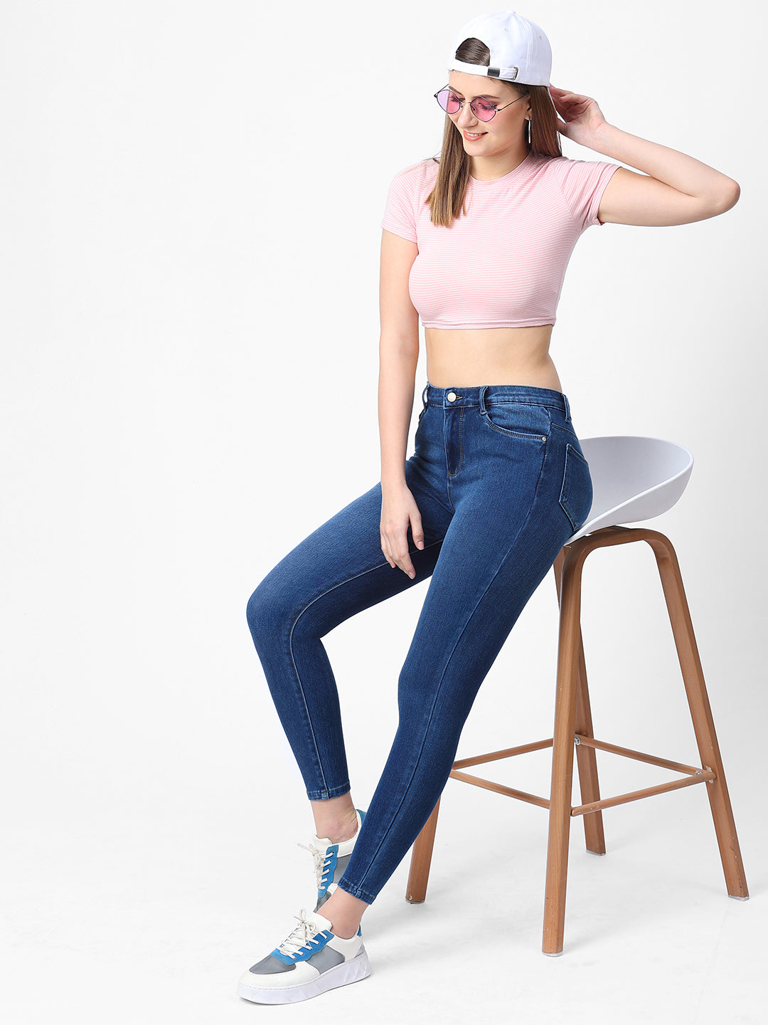 Women Light Blue High-Rise Skinny Jeans