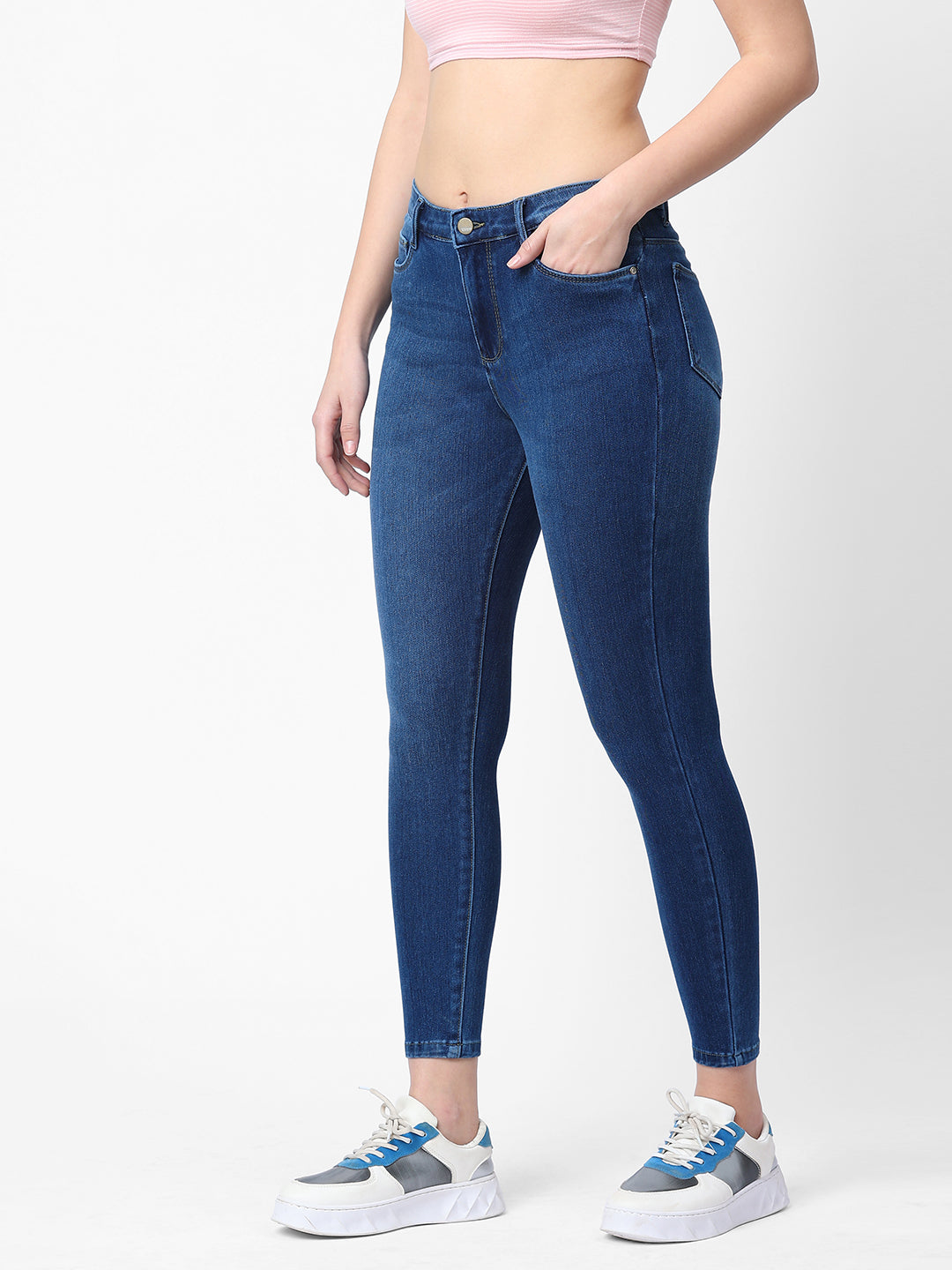 Women Light Blue High-Rise Skinny Jeans