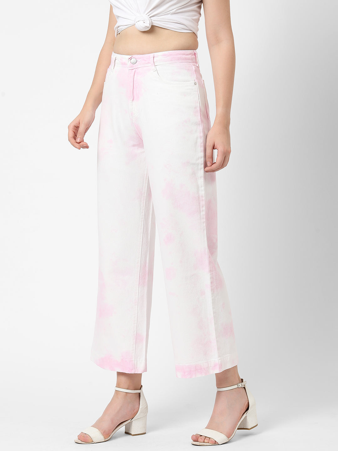 Women Fuchsia High-Rise Wide Leg Jeans