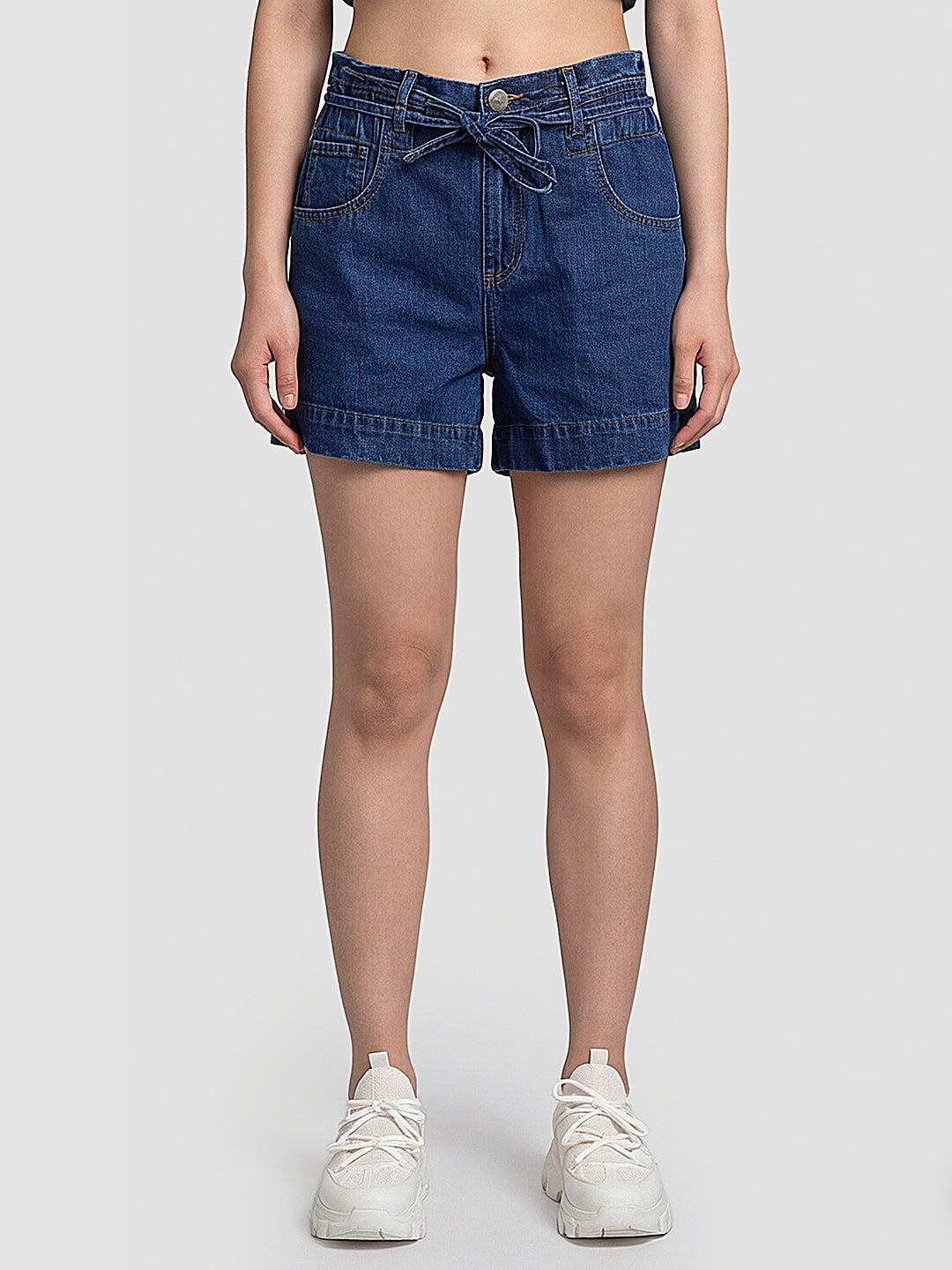 Women Blue Mid-Rise Shorts