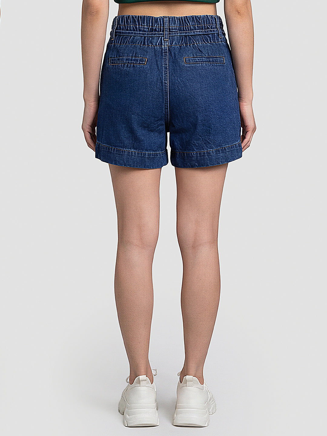 Women Blue Mid-Rise Shorts