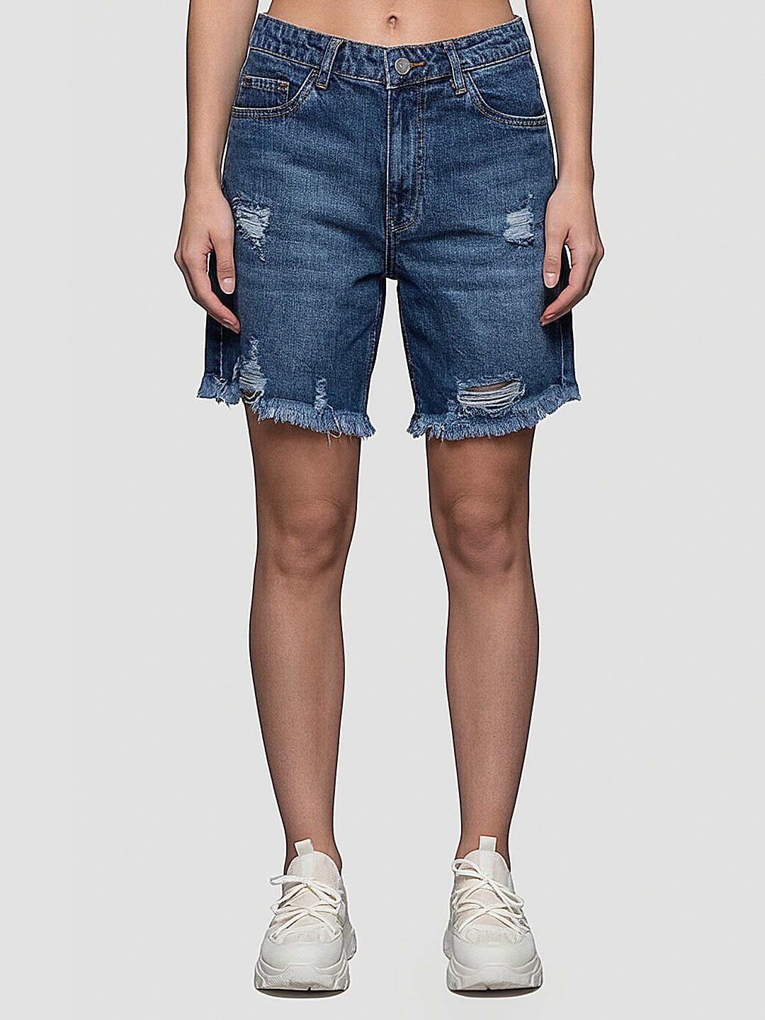 Women Blue High-Rise Shorts