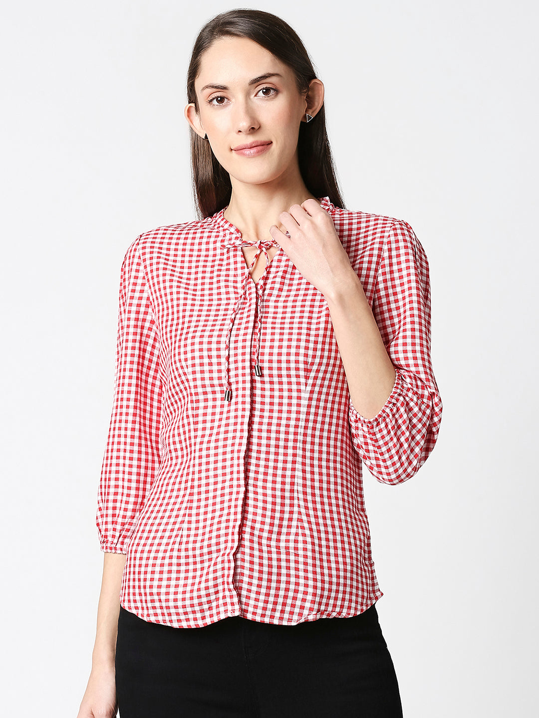 Women Red/White Checks Top