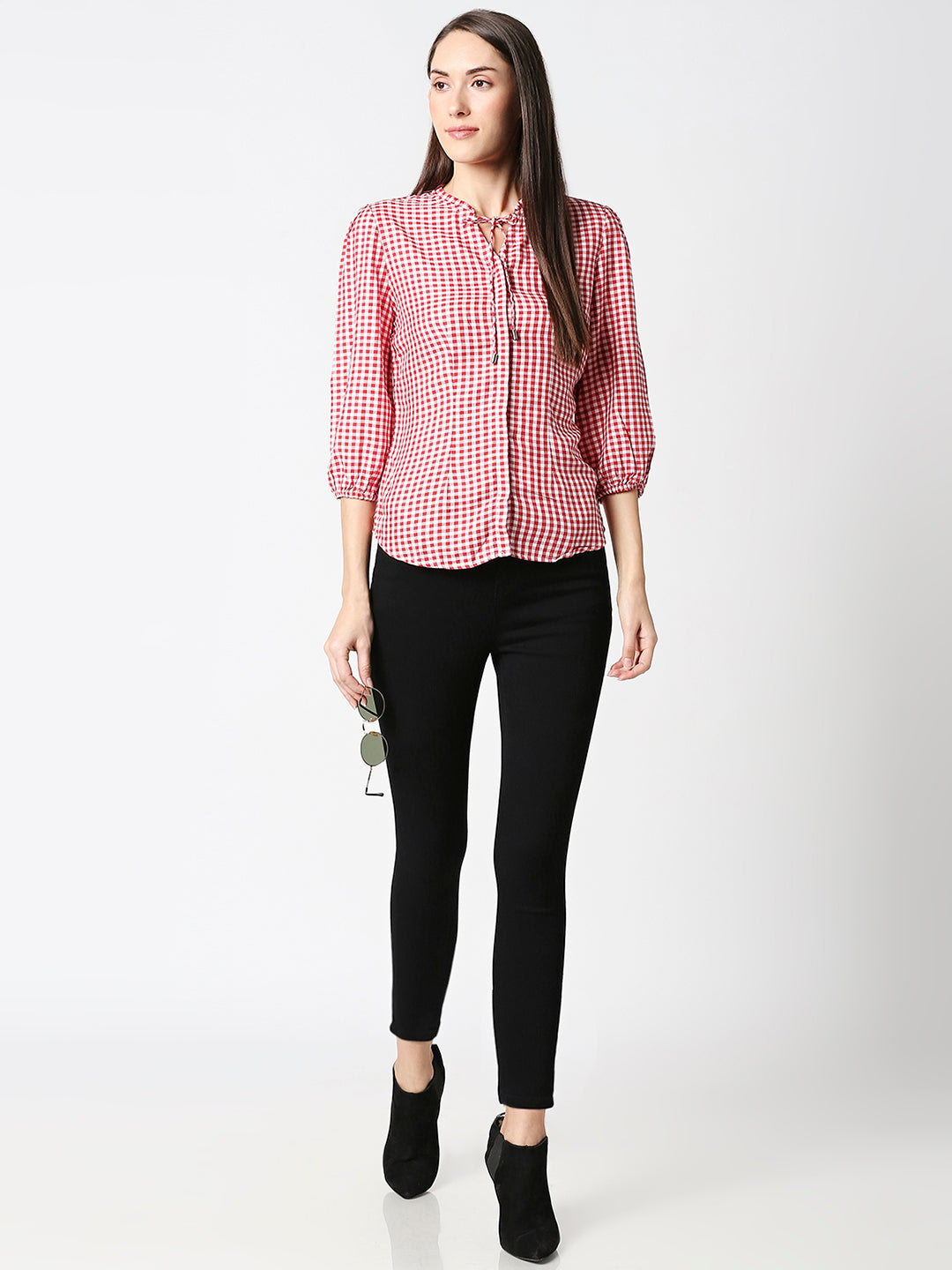 Women Red/White Checks Top