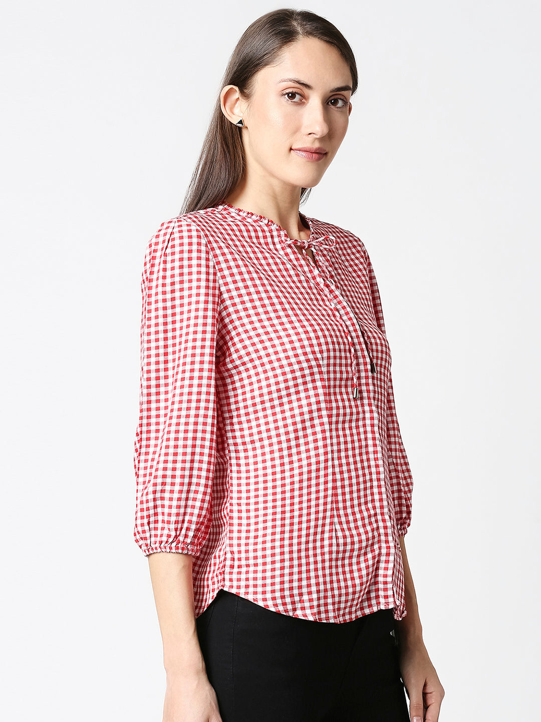 Women Red/White Checks Top