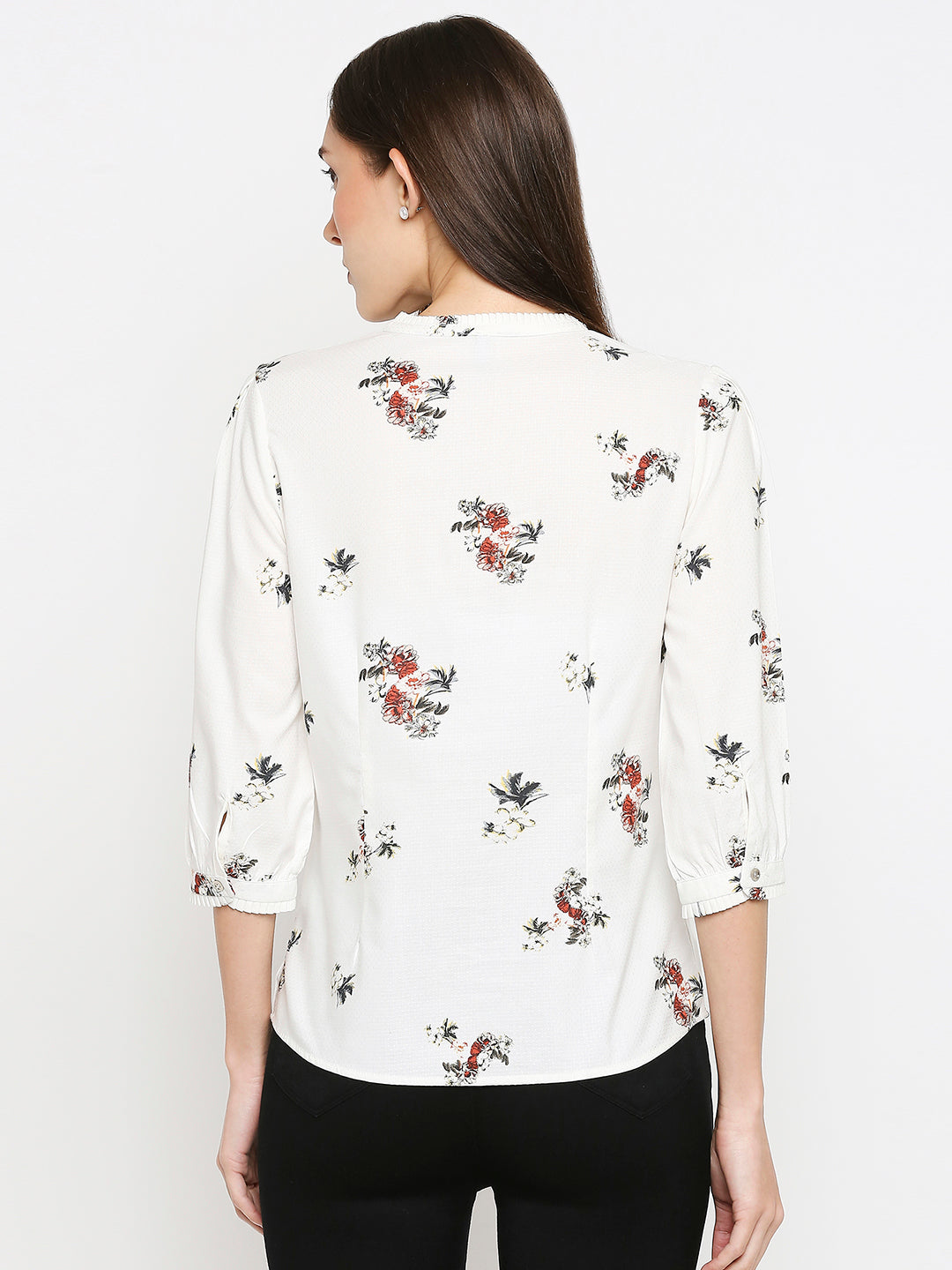 Women Off White Printed Top