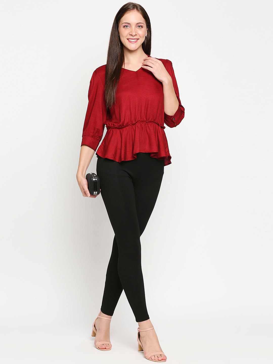 Women Red/Black Checks Top